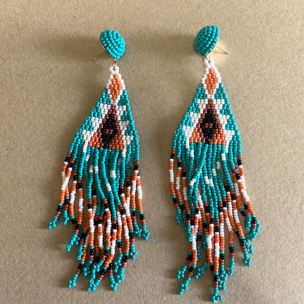 🎉💕Mabry Boho Multicolor Fringe Beaded Earrings